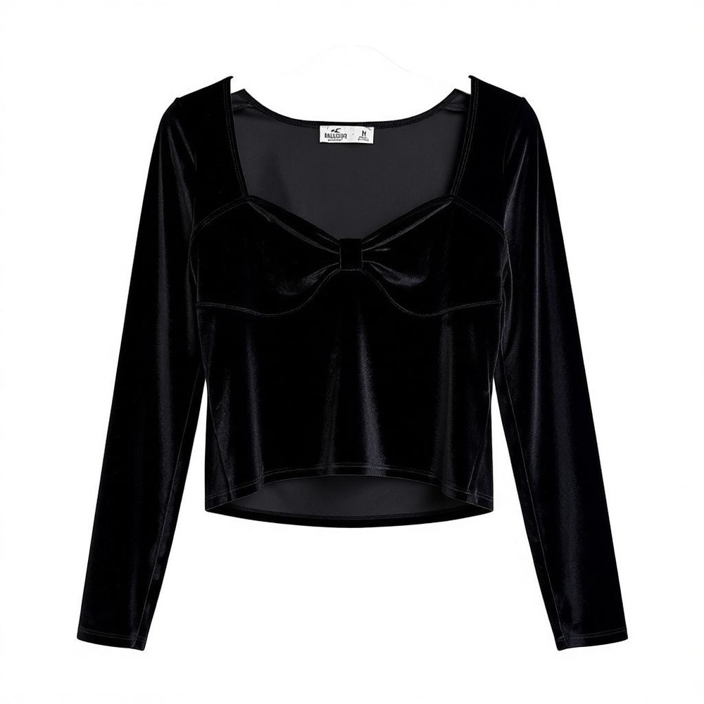Hollister Black Velvet Babydoll Top Size M Glam Chic Cocktail Party Date Night